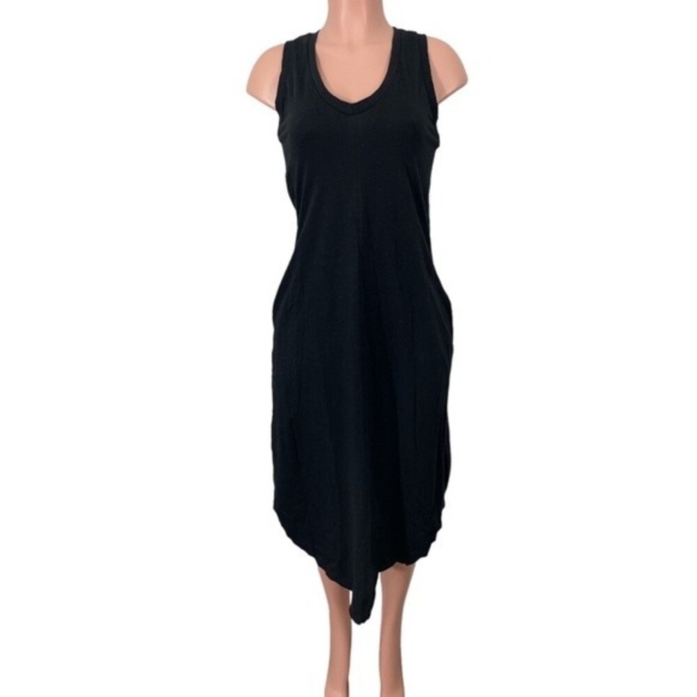 NWT Jolie Sleeveless Raw Edge Tank Midi Dress Size SMALL Black‎